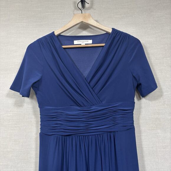 Evan Picone Womens Midi Dress Sz 4 Faux Wrap Flattering Cocktail Career Classic - Picture 10 of 10
